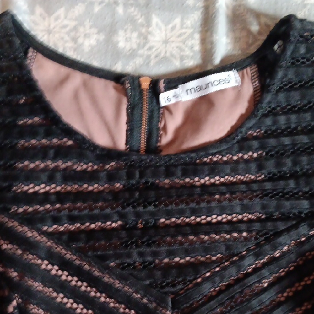 Maurices Black and Tan Striped Lace Dress